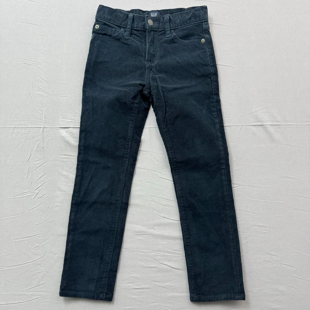 Gap‎ Kids Boys Size 7 Navy Blue Corduroy Slim Fit Adjustable Waist Pants